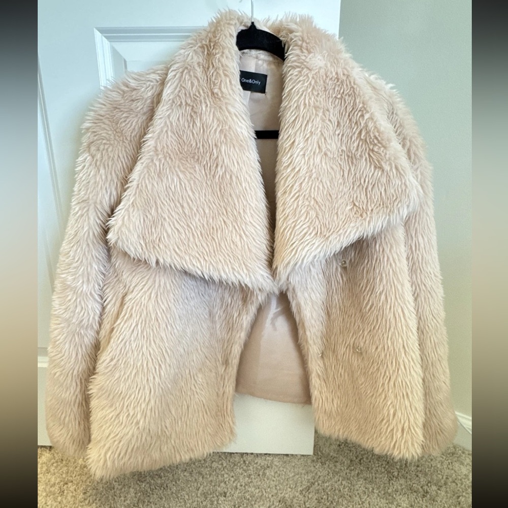 Women's Cream Faux Fur Coat